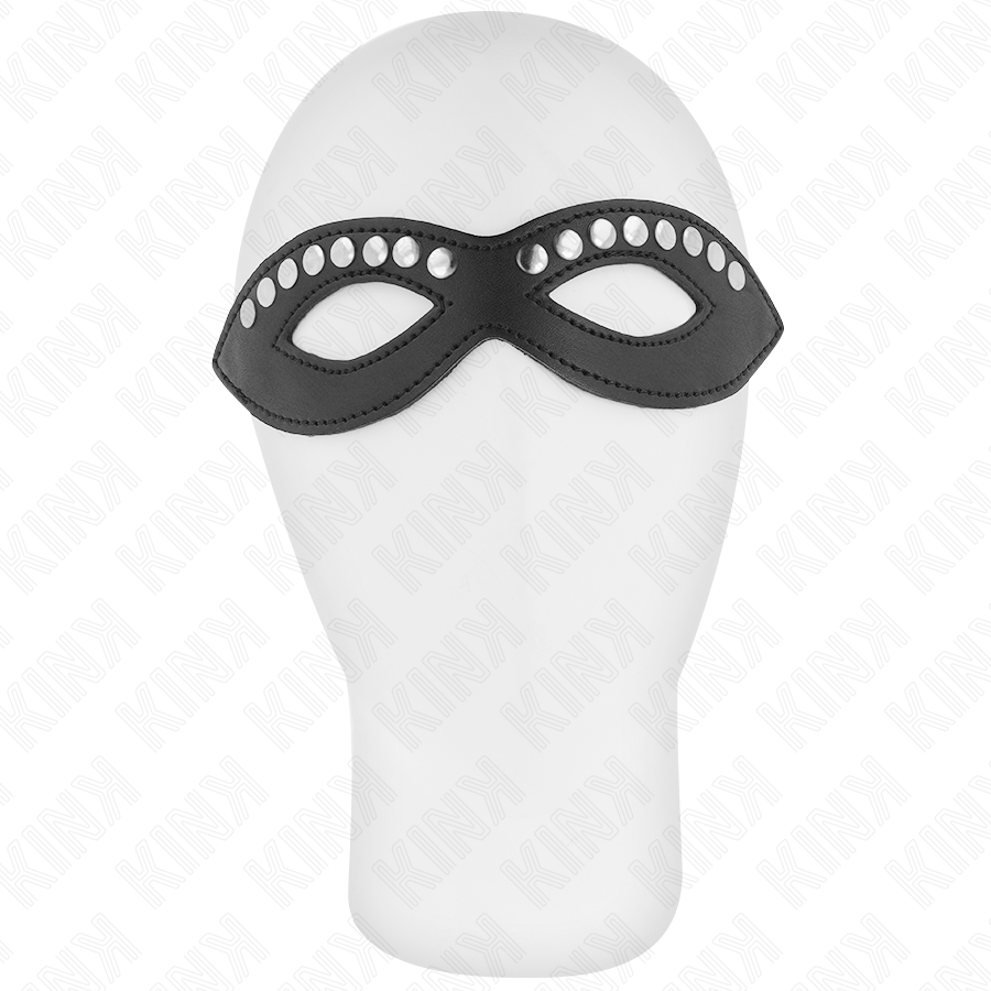 Maschera per occhi KINK MASKED ALLURE con mini rivetti, modello 1, misura 20,5 x 5,5 cm, in tessuto nero.