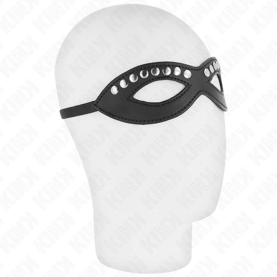 Maschera per occhi KINK Masked Allure con mini rivetti, modello 1, misura 20,5 x 5,5 cm, in tessuto nero.