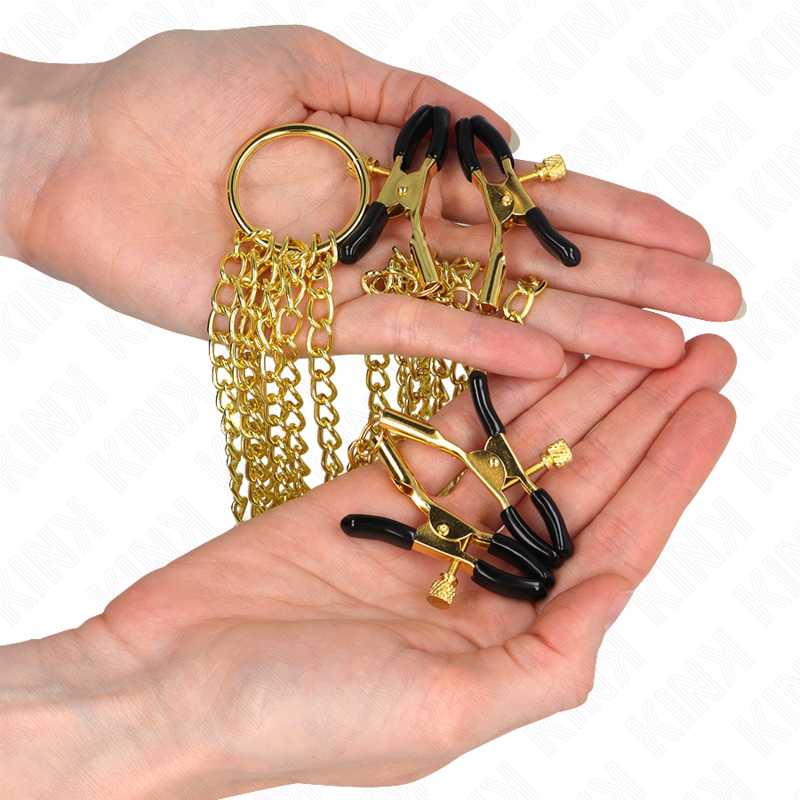 Morsetti regolabili oro per capezzoli e clitoride KINK NIPPLE GRIP, con design elegante e finitura dorata.
