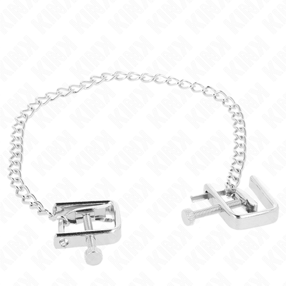 Morsa per capezzoli a catena KINK NIPPLE GRIP, lunghezza 30 cm, in acciaio inox, con catena robusta e maniglie di fissaggio.