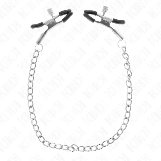 Morsetti per capezzoli KINK NIPPLE GRIP, catena sottile di 30 cm, in acciaio inox, con design delicato e resistente.