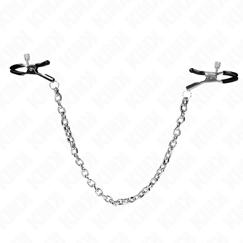 Morsetti per capezzoli a catena spessa KINK NIPPLE GRIP, lunghezza 30 cm, in metallo resistente e robusto, per giochi BDSM.
