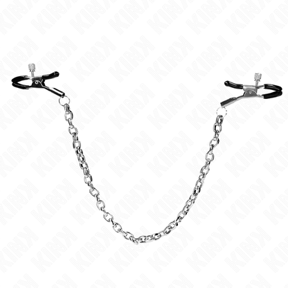 Morsetti per capezzoli a catena spessa KINK NIPPLE GRIP, lunghezza 30 cm, in metallo resistente e robusto, per giochi BDSM.
