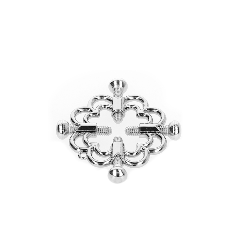 Morsetti per capezzoli a fiore in metallo KINK Nipple Grip, dettagli eleganti e resistenti per giochi di bondage e stimolazione.
