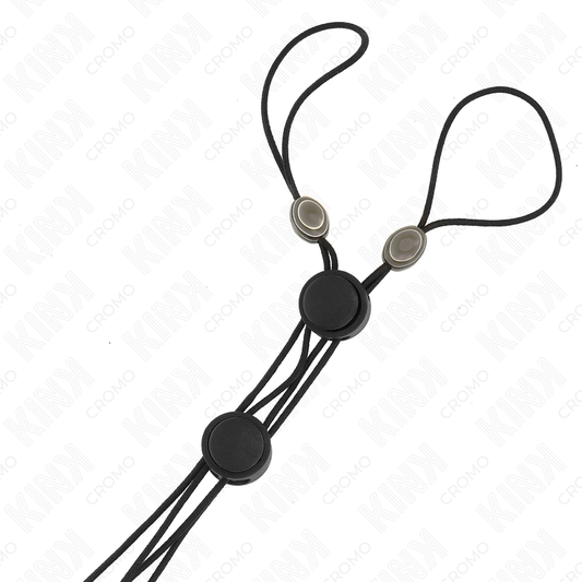 Morsetti per capezzoli KINK NIPPLE GRIP con elastico nero, design sottile e resistente, ideale per stimolazione sensuale e piacere.
