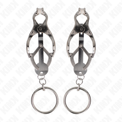 Morsetti per capezzoli KINK NIPPLE GRIP con O-ring trifo glio giapponese in argento, design elegante e dettagli raffinati.