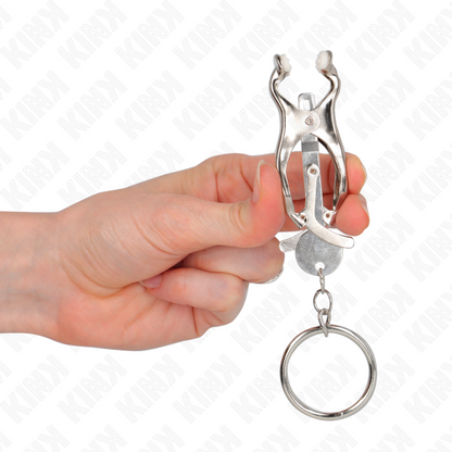 Morsetti per capezzoli KINK NIPPLE GRIP con O-Ring tricolore giapponese in argento, dettagli illuminati e design elegante
