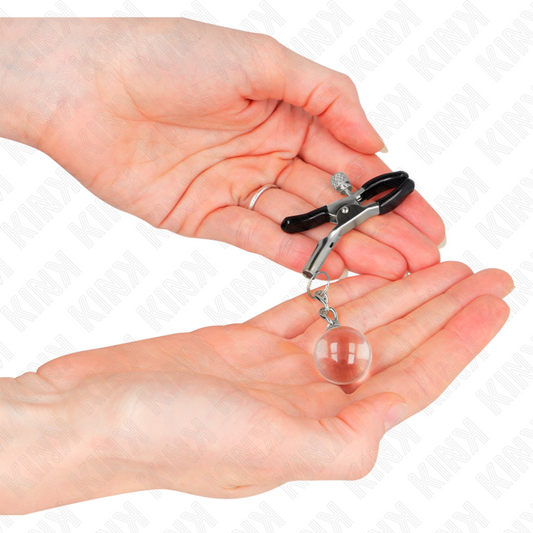 Morsetti per capezzoli KINK NIPPLE GRIP con perline di vetro argento, 6 cm, dettagli eleganti e rifiniti.