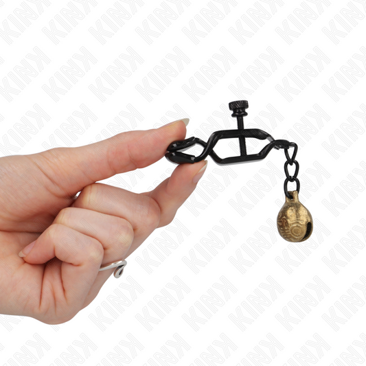 Morsetti per capezzoli stile Bell Jaw KINK NIPPLE GRIP, nero, lunghezza 7 cm, design robusto e resistente per BDSM e giochi di ruolo