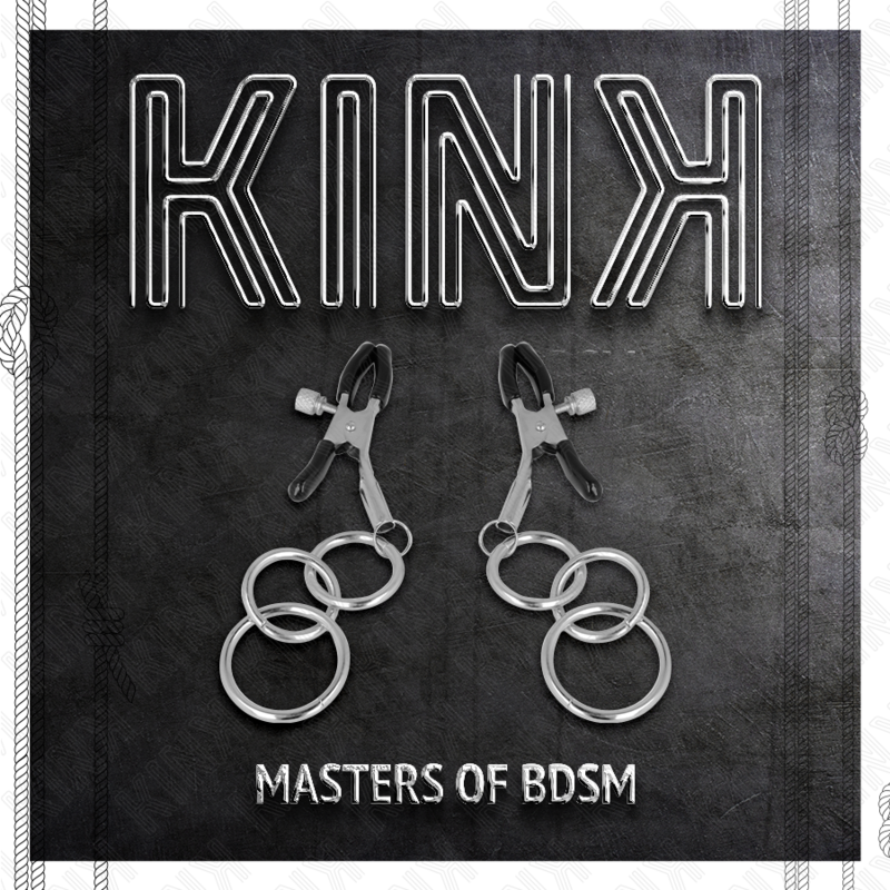 Morsoletto KINK NIPPLE GRIP con 3 O-ring da 6 cm, cinturino per capezzoli in pelle o silicone, dettagli visibili nell'immagine