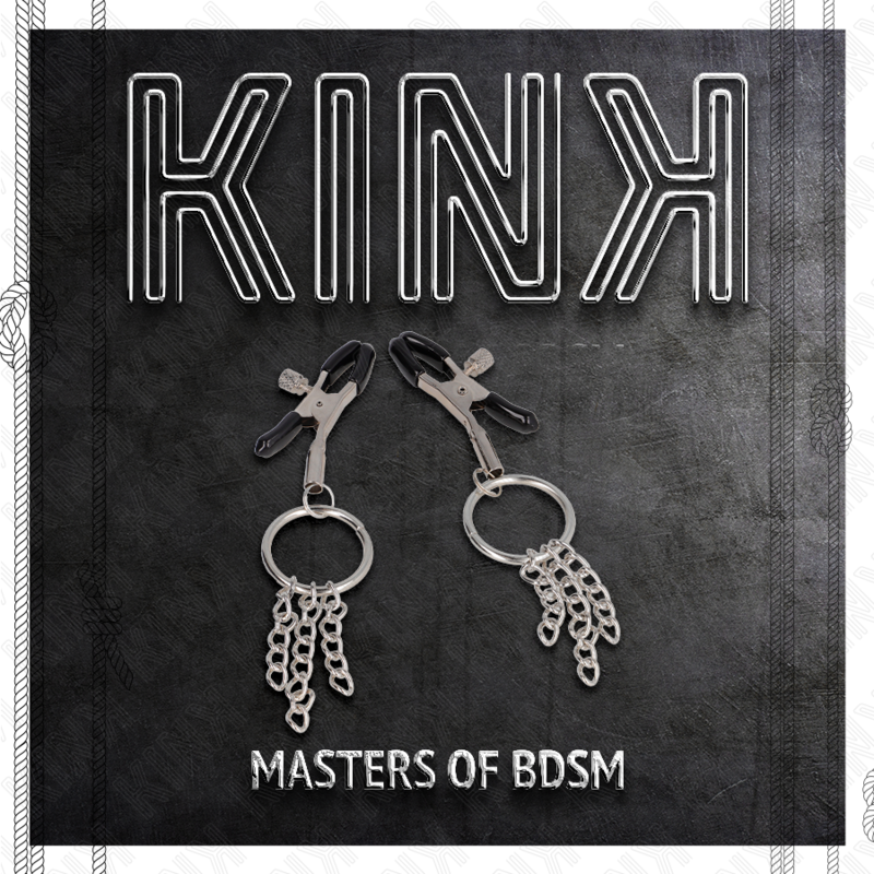 Morsetto KINK in argento per capezzoli con anello e catenella, lunghezza 6 cm, design elegante e resistente.