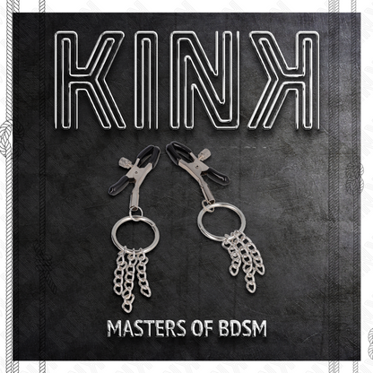 Morsetto KINK in argento per capezzoli con anello e catenella, lunghezza 6 cm, design elegante e resistente.