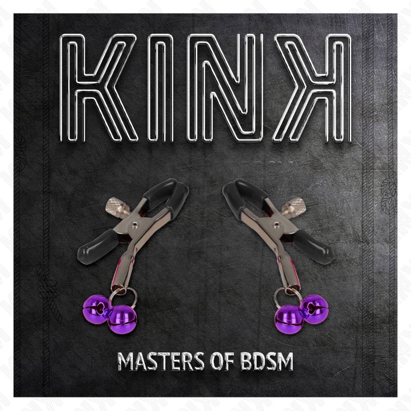 Pinza per capezzoli KINK NIPPLE GRIP doppia viola, lunghezza 6 cm, con manici in metallo e design doppio per stimolazione.