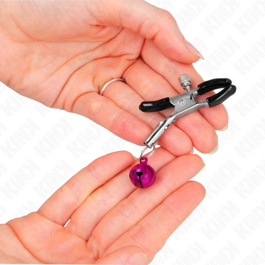 Pinza per capezzola singola viola KINK NIPPLE GRIP, lunghezza 6 cm, visibile in primo piano su sfondo neutro
