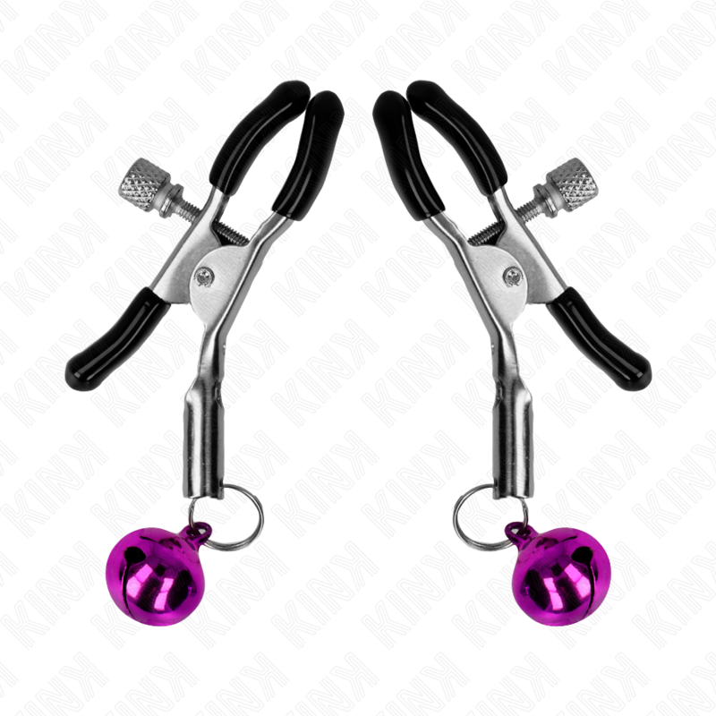 Pinza per capezzoli KINK NIPPLE GRIP viola, lunga 6 cm, in metallo, con impugnatura ergonomica e dettagli di design.