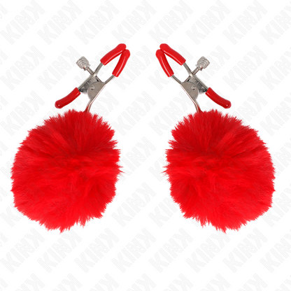 Pinza per capezzoli KINK Nipple Grip con sfera in ecopellcaccia rossa da 6 cm, dettagli visibili e design attraente