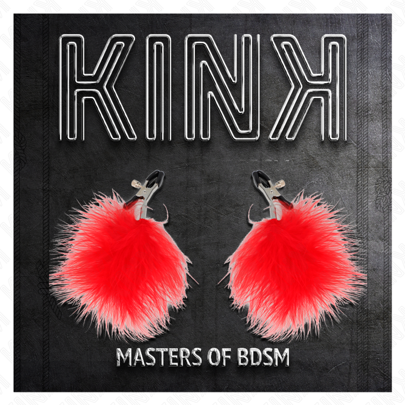 Pinza per capezzoli KINK Piuma Rosso, misura 7 cm, con design leggero e decorativo, ideale per stimolazione sensuale.