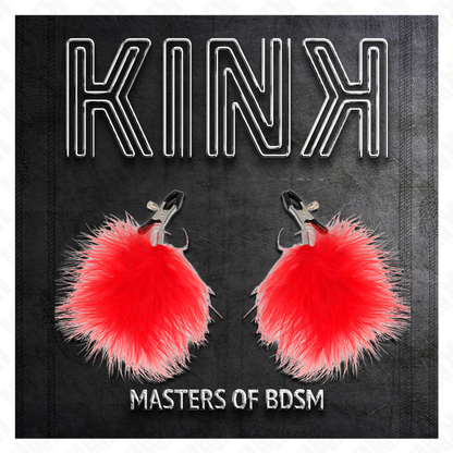 Pinza per capezzoli KINK Piuma Rosso, misura 7 cm, con design leggero e decorativo, ideale per stimolazione sensuale.