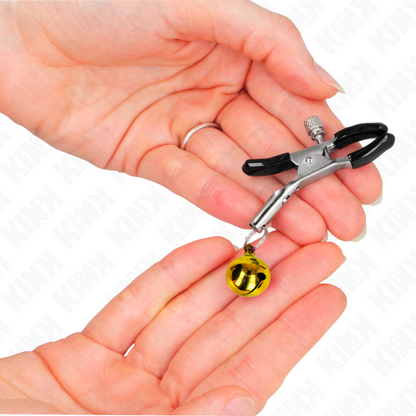 Pinza per capezzolo singola KINK in oro, campana da 6 cm, ferramenta per stimolazione sensuale, marca KINK NIPPLE GRIP.