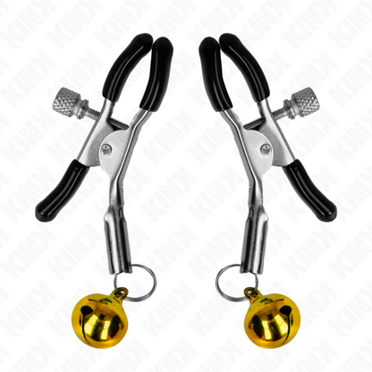 Pinza per capezzolo KINK NIPPLE GRIP in oro, campana singola da 6 cm, strumenti per stimolazione e piacere.