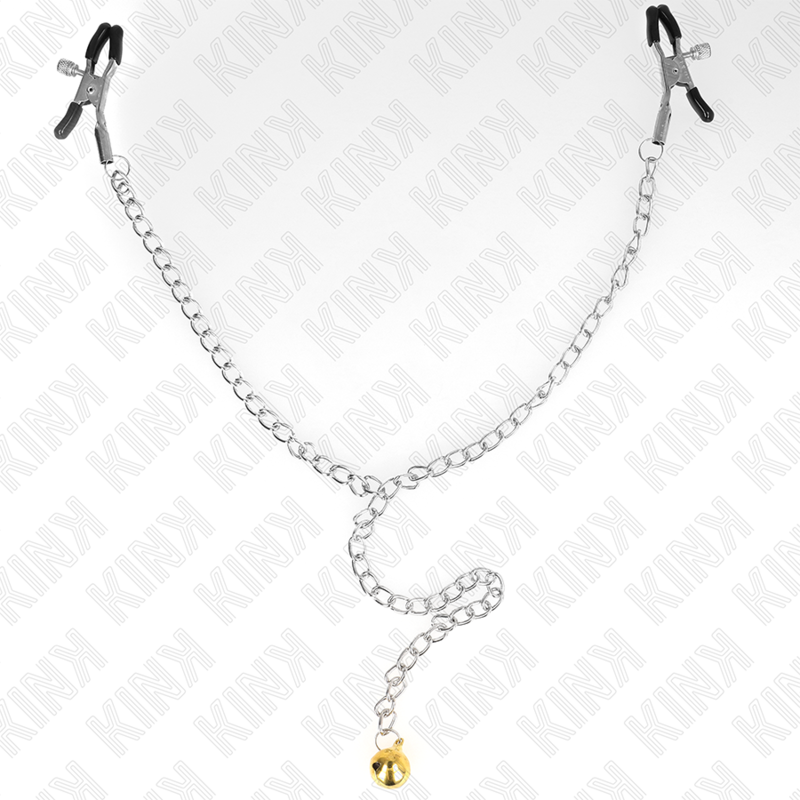 Pinze per capezzetti a catena KINK NIPPLE GRIP con campana da 30 cm, metallo resistente e design robusto.