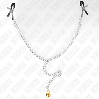 Pinze per capezzetti a catena KINK NIPPLE GRIP con campana da 30 cm, metallo resistente e design robusto.