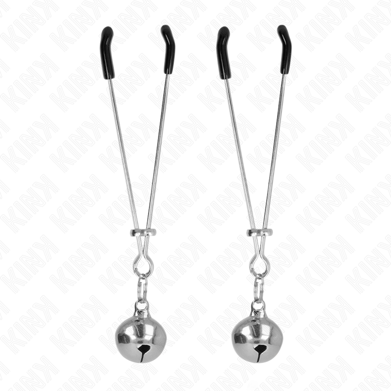 Pinze per capezzoli a campana sottile KINK NIPPLE GRIP, lunghezza 7 cm, in argento, con design delicato e dettagli lucidi