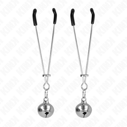 Pinze per capezzoli a campana sottile KINK NIPPLE GRIP, lunghezza 7 cm, in argento, con design delicato e dettagli lucidi