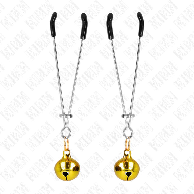Pinze per capezzoli a campana sottile dorate KINK NIPPLE GRIP, lunghezza 7 cm, strumenti per il piercing e il kink.