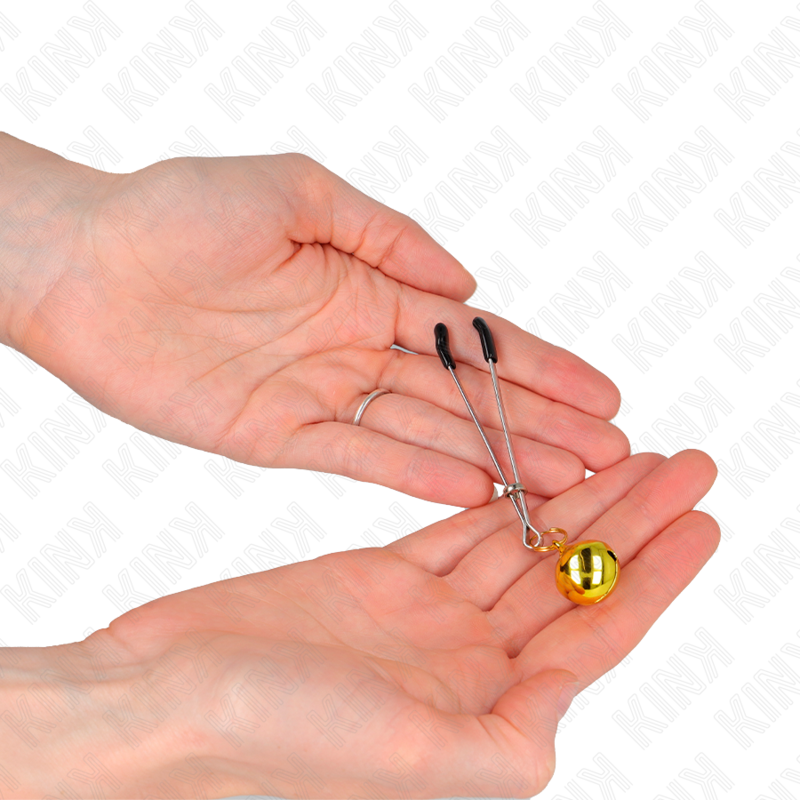Pinze per capezzoli KINK NIPPLE GRIP oro, campana sottile da 7 cm, strumenti per stimolazione e gioco sensuale.