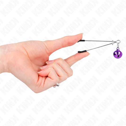 Pinze per capezzoli KINK NIPPLE GRIP viola, 7 cm, con campana sottile, strumenti per stimolazione e gioco sensoriale