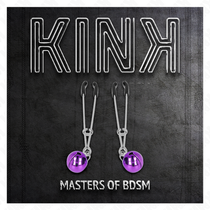Pinze per capezzoli KINK NIPPLE GRIP, campana sottile viola da 7 cm, strumenti per stimolazione e gioco erotico