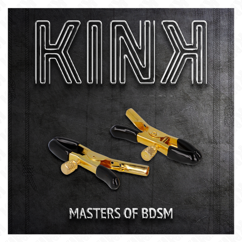 Pinze per capezzoli KINK ORO da 6 cm, strumenti di kink Nipple Grip per stimolazione e gioco BDSM, visibili nell'immagine.