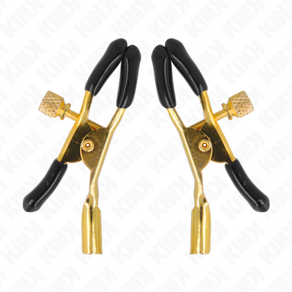 Pinze per capezzoli KINK NIPPLE GRIP in oro, lunghezza 6 cm, con design resistente e dettagli eleganti.