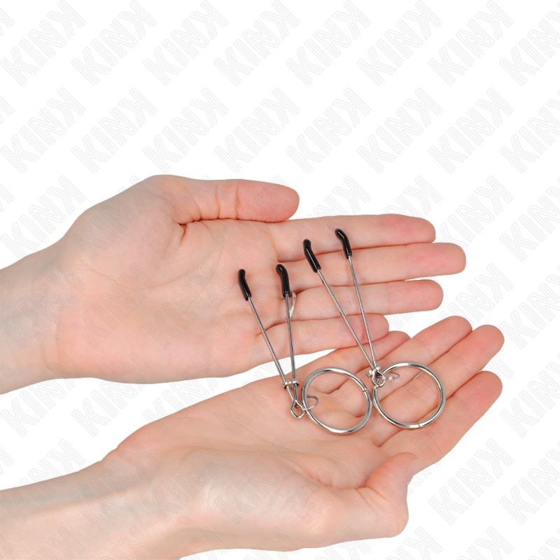 Pinze per capezzoli KINK NIPPLE GRIP, sottili da 7 cm con anello O, visibili in dettaglio su immagine.