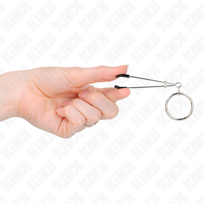 Pinze per capezzoli KINK Nipple Grip sottili con O-ring di 7 cm, strumenti per stimolazione e BDSM, immagine dettagliata