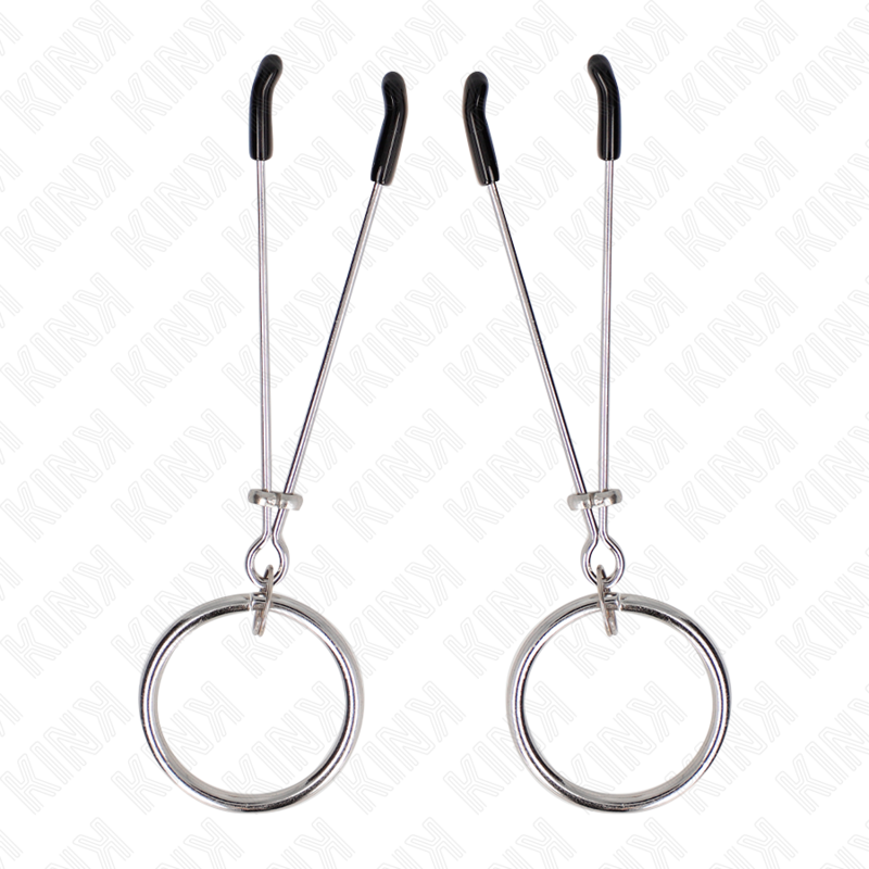 Pinze per capezzoli KINK NIPPLE GRIP, 7 cm, con o-ring sottili, resistenti e adatte a giochi di BDSM e stimolazione sensoriale.