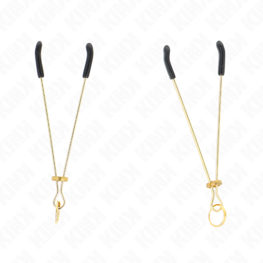 Pinze per capezzoli sottili KINK in oro, lunghezza 7 cm, con design elegante e dettagli raffinati.