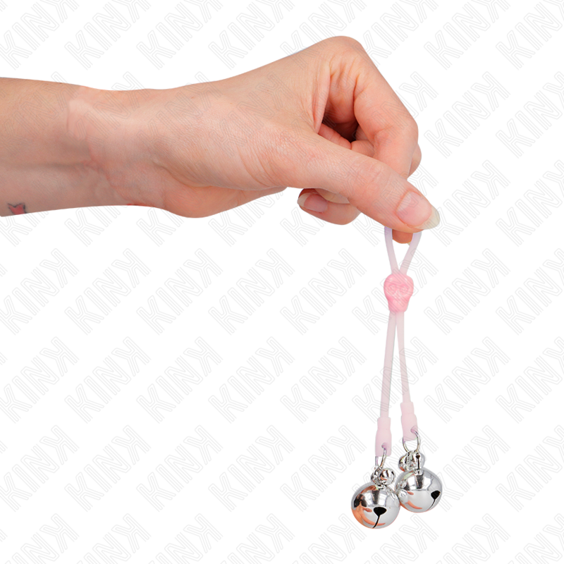 Pinze per capezzoli KINK Teschio luminoso con anello campanelli regolabile rosa e argento, design audace e luminosa, per giochi di ruolo sensoriali