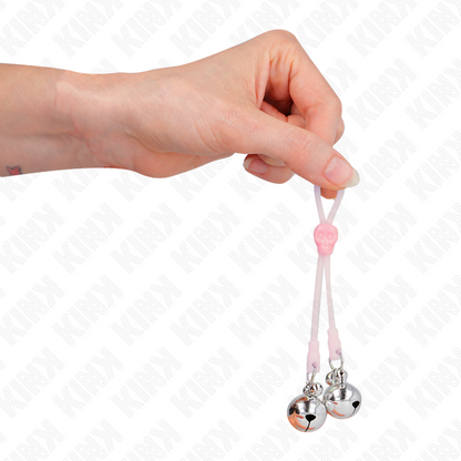 Pinze per capezzoli KINK Teschio luminoso con anello campanelli regolabile rosa e argento, design audace e luminosa, per giochi di ruolo sensoriali