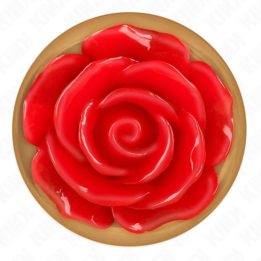Plug anale KINK in oro rosa con rosa rossa, dettagli eleganti e superficie liscia, prodotto per il piacere KINK PLEASURE PLUGS