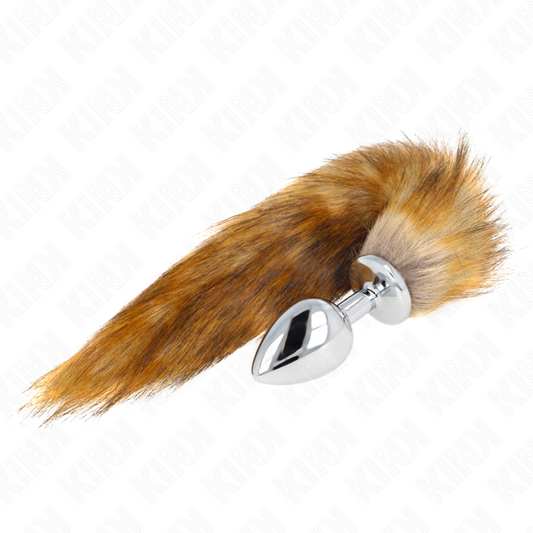Plug anale KINK misura L con coda sintetica marrone, 10x4 cm, prodotto della linea KINK PLEASURE PLUGS.