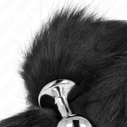Plug anale KINK misura M, 8x3,5 cm, con coda sintetica lunga 40 cm, colore nero, prodotto della linea KINK PLEASURE PLUGS.