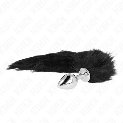 Plug anale KINK misura media, 8x3,5 cm, con coda sintetica lunga 40 cm, colore nero, prodotto di KINK PLEASURE PLUGS.