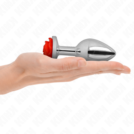 Plug anale rosa rosso KINK Pleasure Plugs, taglia L, con forma liscia e morbida, visibile in immagine.
