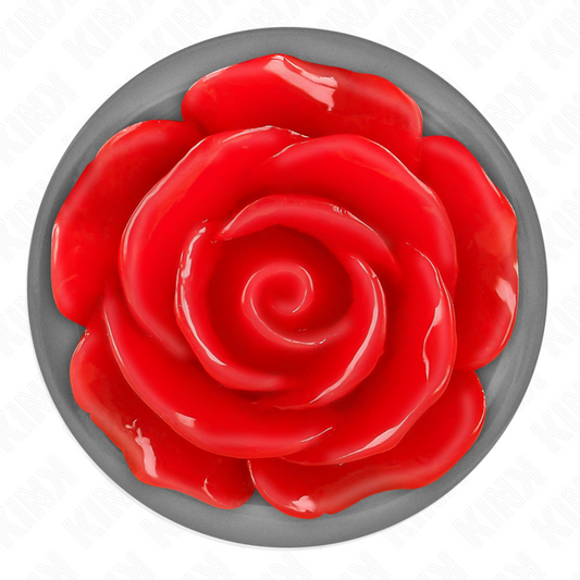 Plug anale rosa rosso di taglia M da KINK PLEASURE PLUGS, con forma ergonomica e dettagli luminosi.
