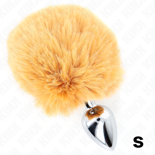 Spina in acciaio inossidabile KINK con coda di coniglio in ecopellaccia beige, misura 7x3 cm, con dettagli realistici e design ergonomico.