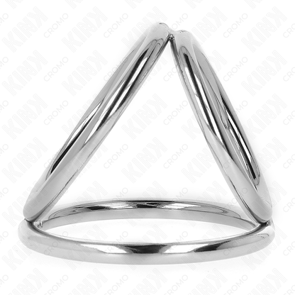 Anello per pene in metallo cromato triplo da 3,8 cm a 5 cm, modello 2, marca KINK RING POWER, visibile in immagine