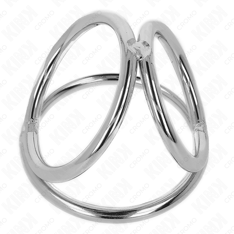 Anello per pene KINK RING POWER in metallo cromato, modello triplo da 3,8 cm a 5 cm, con design resistente e di alta qualità.