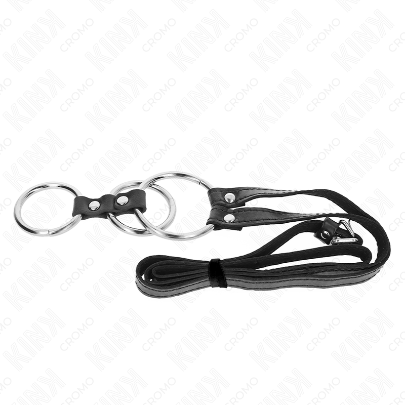 Anello penieno in metallo KINK con cinturino in pelle da 112 cm, diametro variabile da 3,8 a 5 cm, marca KINK RING POWER.